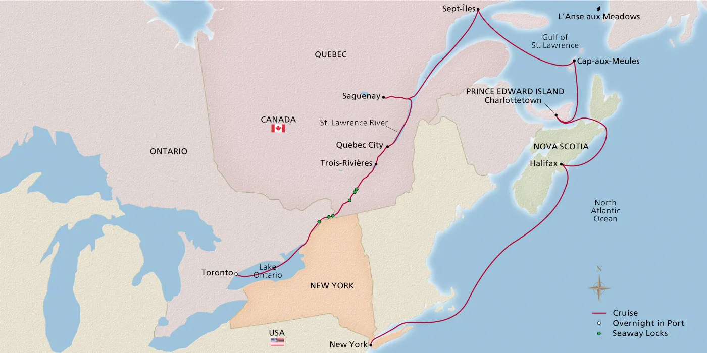 Map of Canadian Discovery itinerary