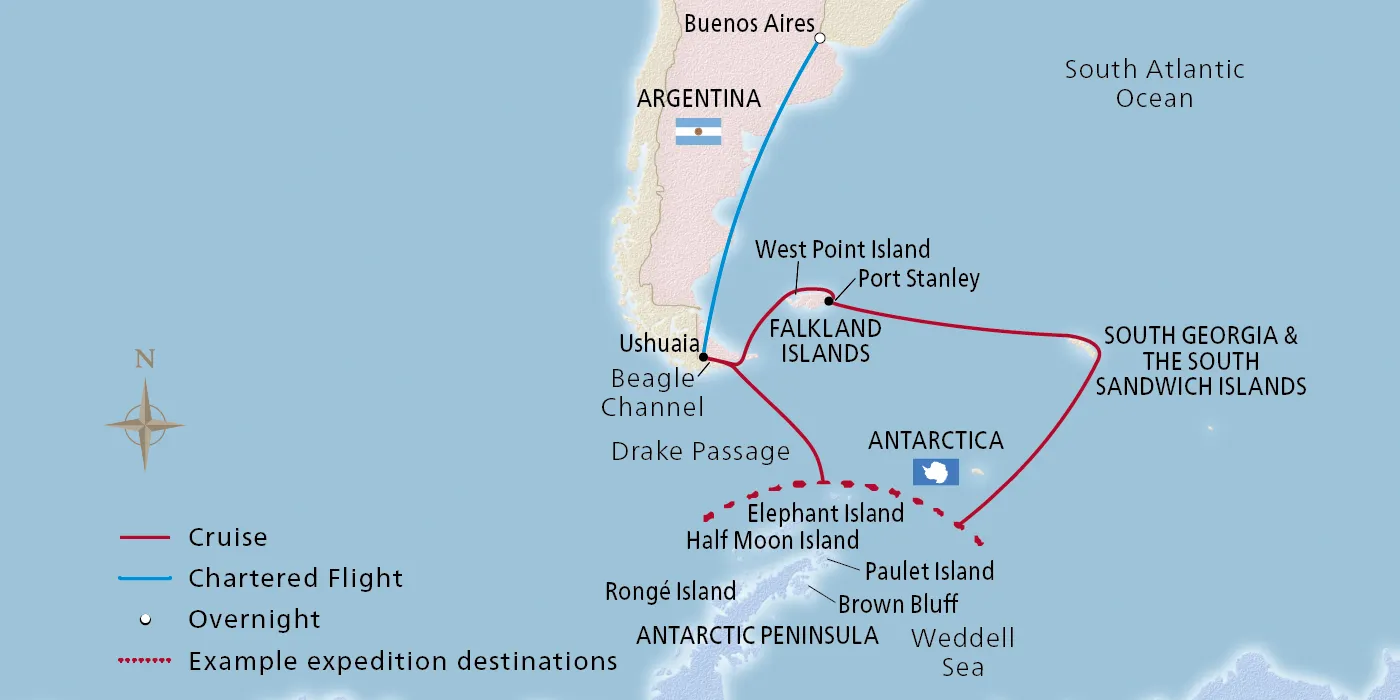 Antarctica & South Island 2025 Itinerary Buenos Aires to