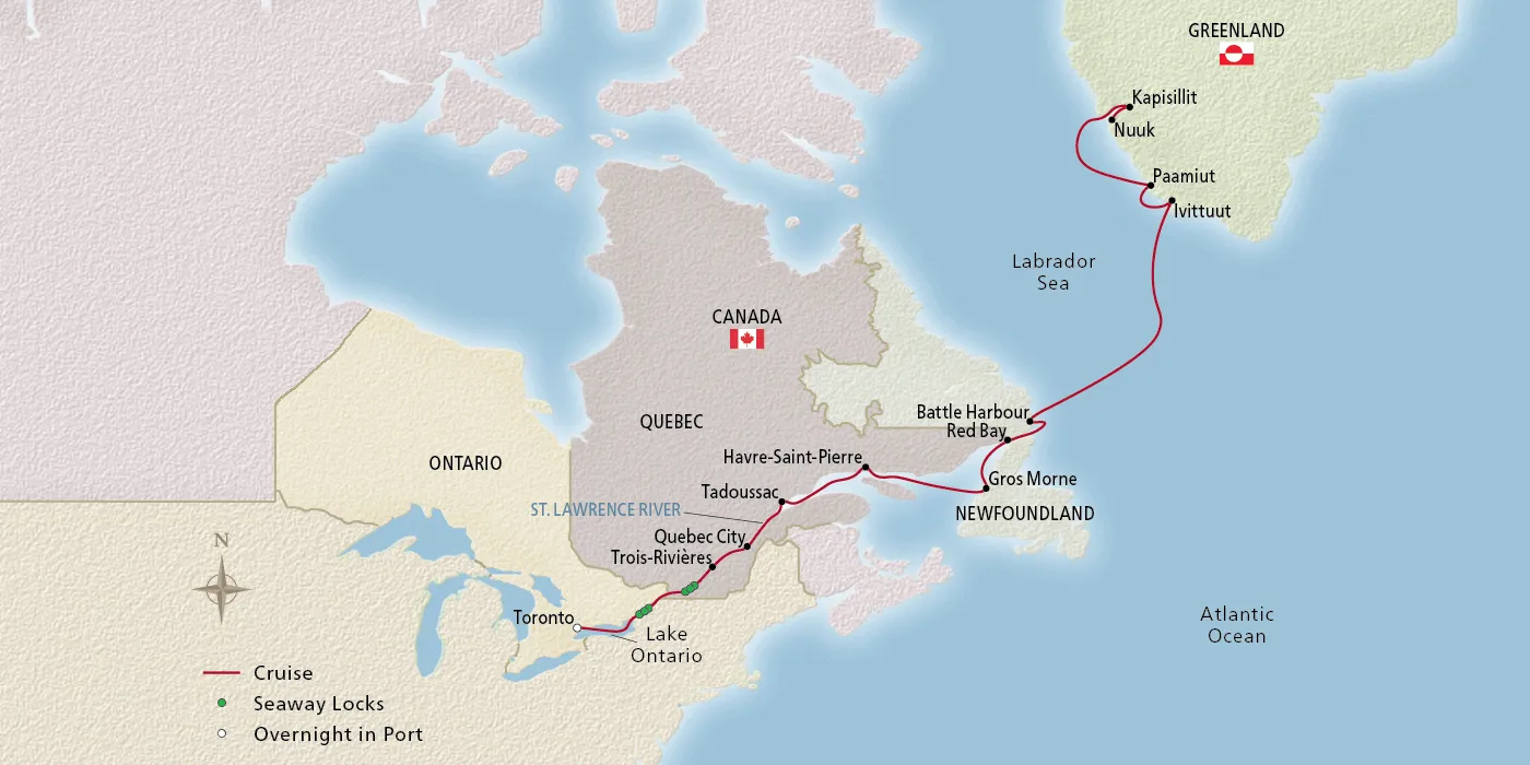 Map of Canada & Greenland Explorer itinerary