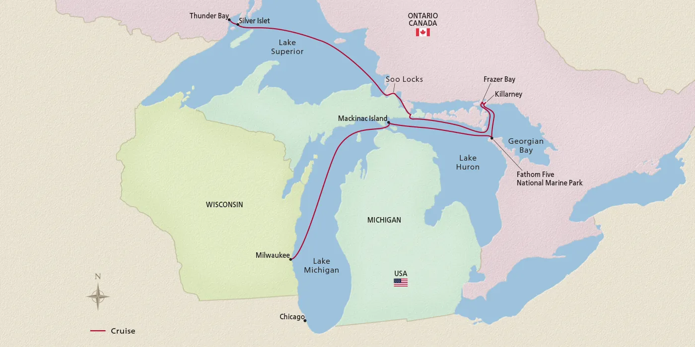 Great Lakes Explorer 2025 Itinerary Milwaukee, Wisconsin to Thunder