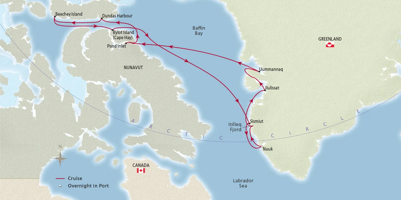 Map of Into the Northwest Passage itinerary