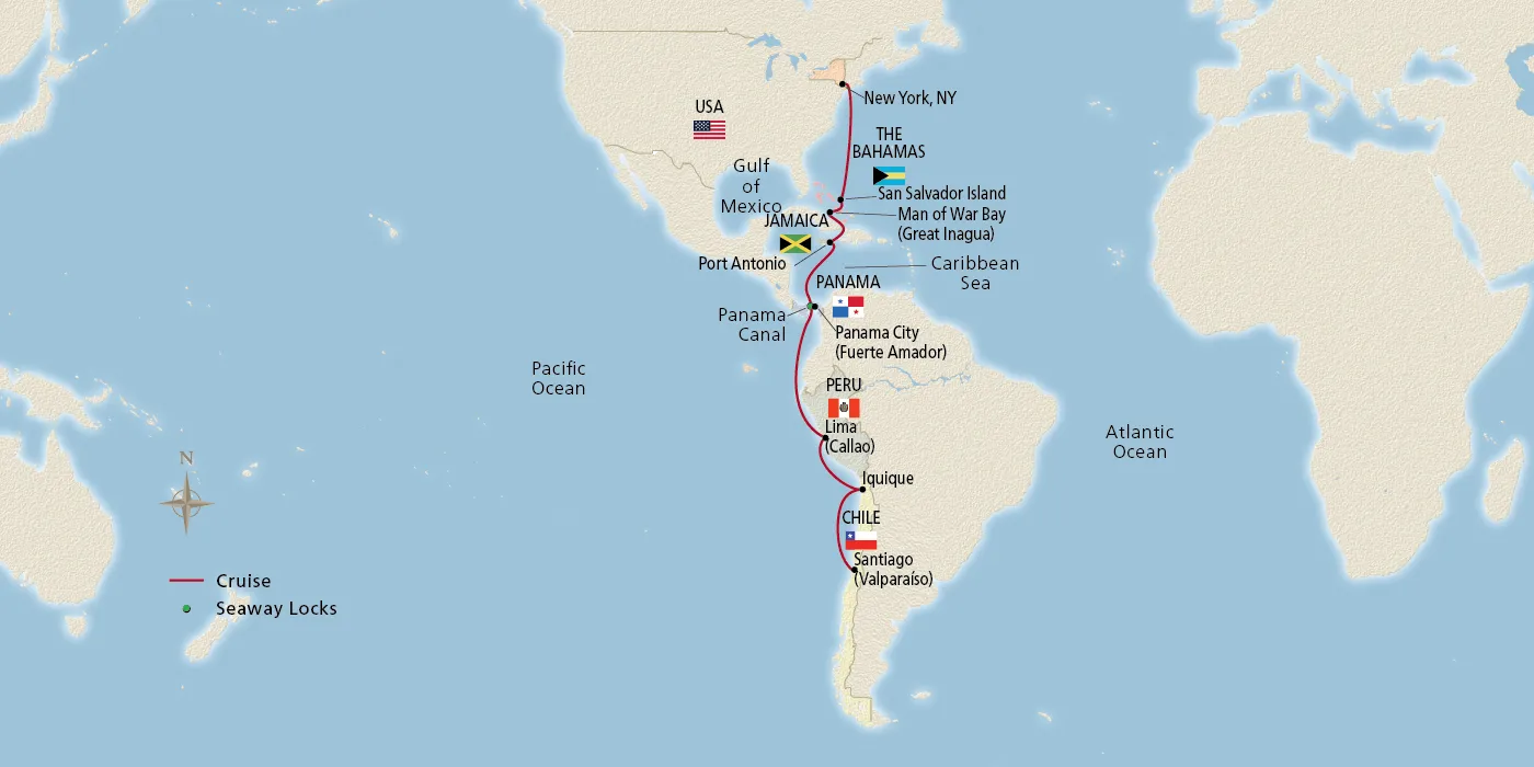 Panama Canal & the Americas 2026 Itinerary Santiago (Valparaíso) to