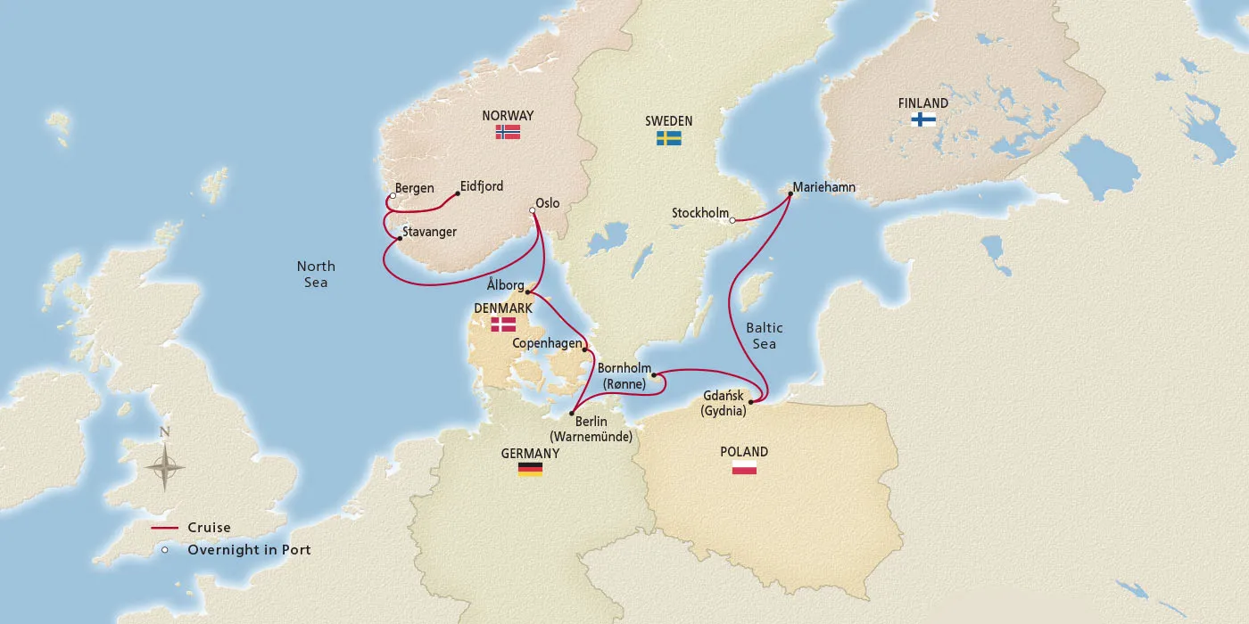 Map of Viking Homelands itinerary