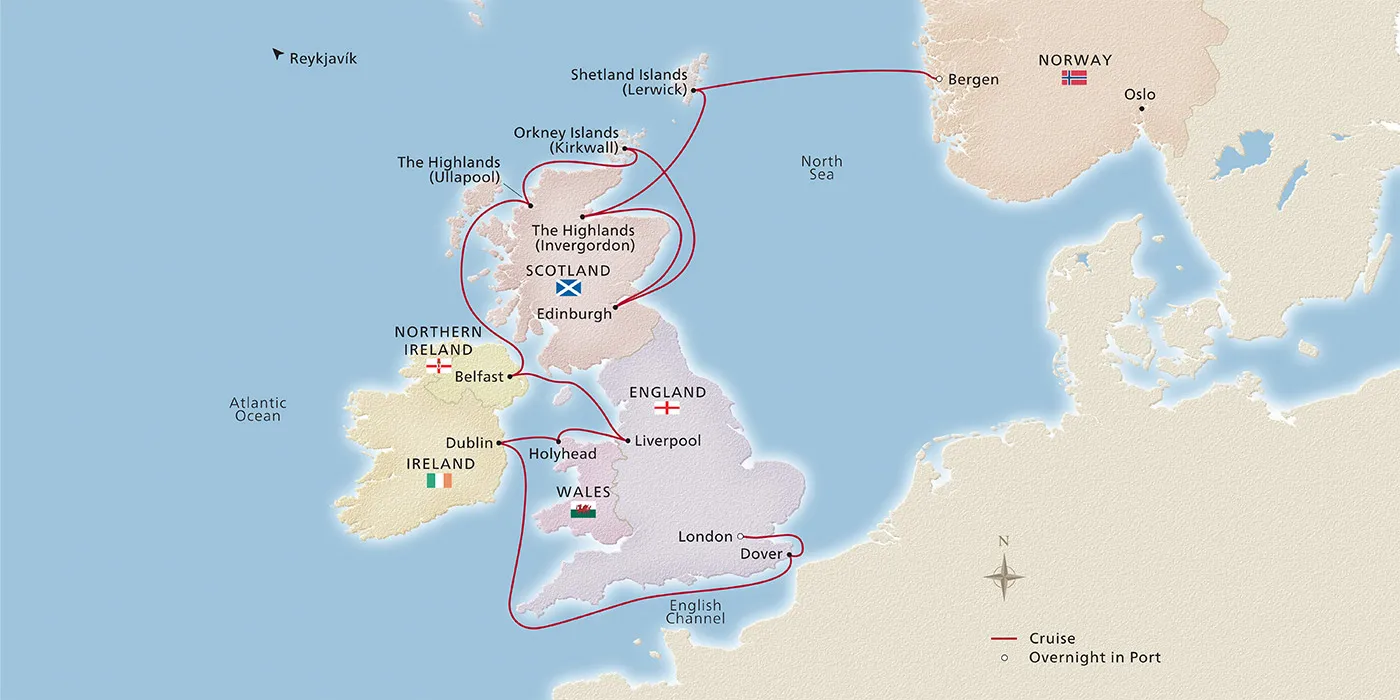 Map of British Isles Explorer itinerary