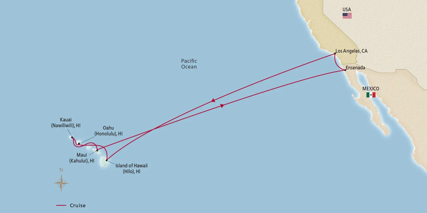 Map of Hawaiian Islands Sojourn itinerary