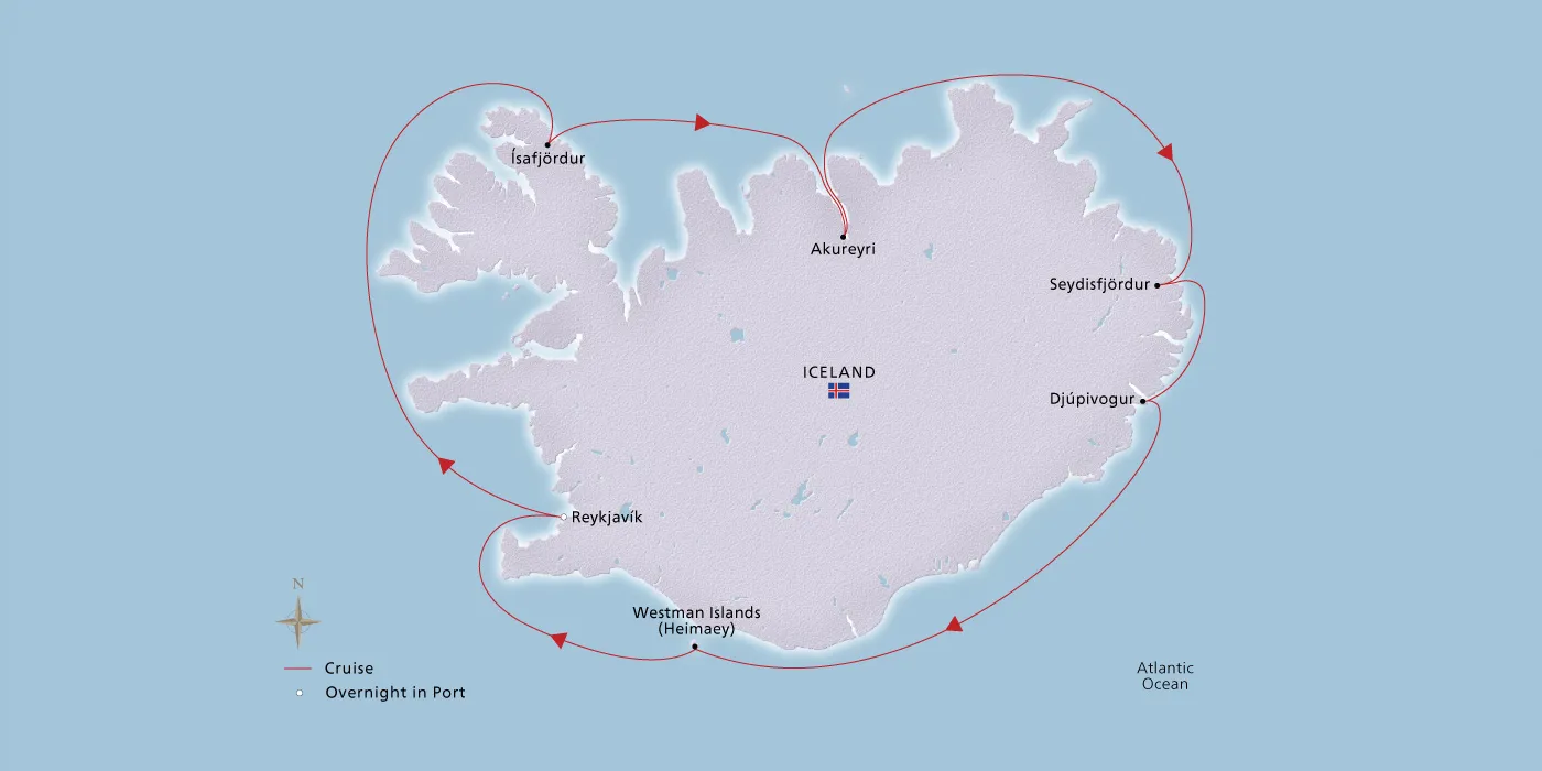 Map of Iceland's Natural Beauty itinerary
