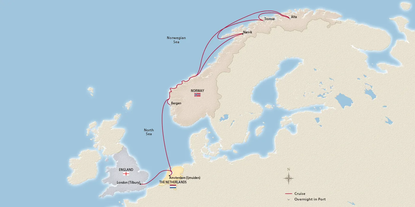 Map of In Search of the Northern Lights itinerary