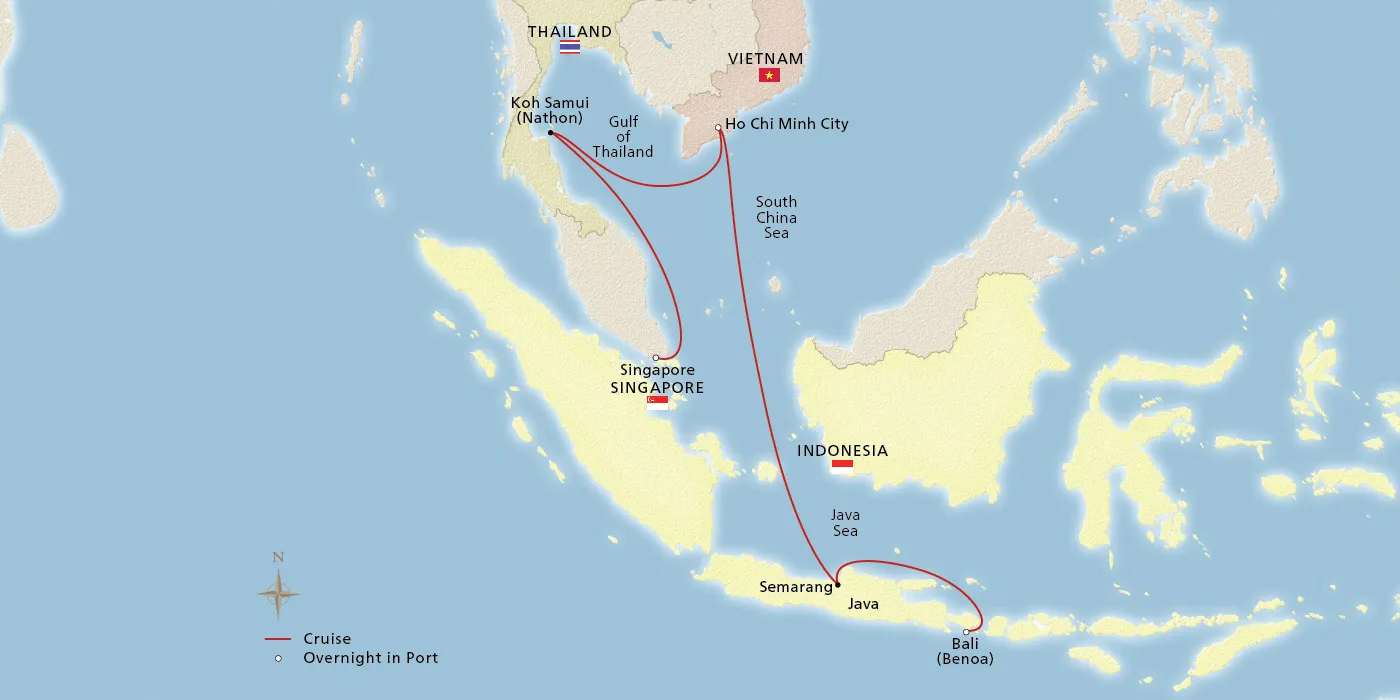 Secrets of Southeast Asia - 2025 Itinerary - Bali (Benoa) to Singapore