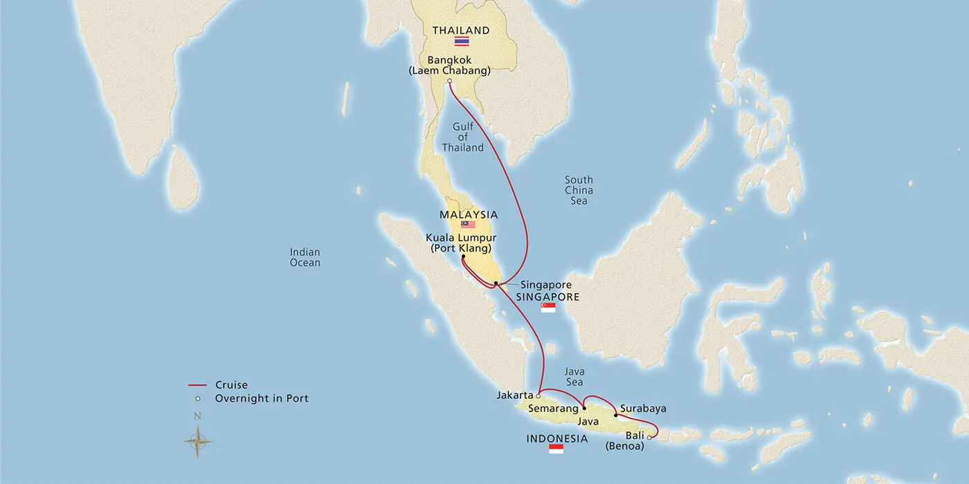 Map of Bangkok, Bali & Beyond itinerary