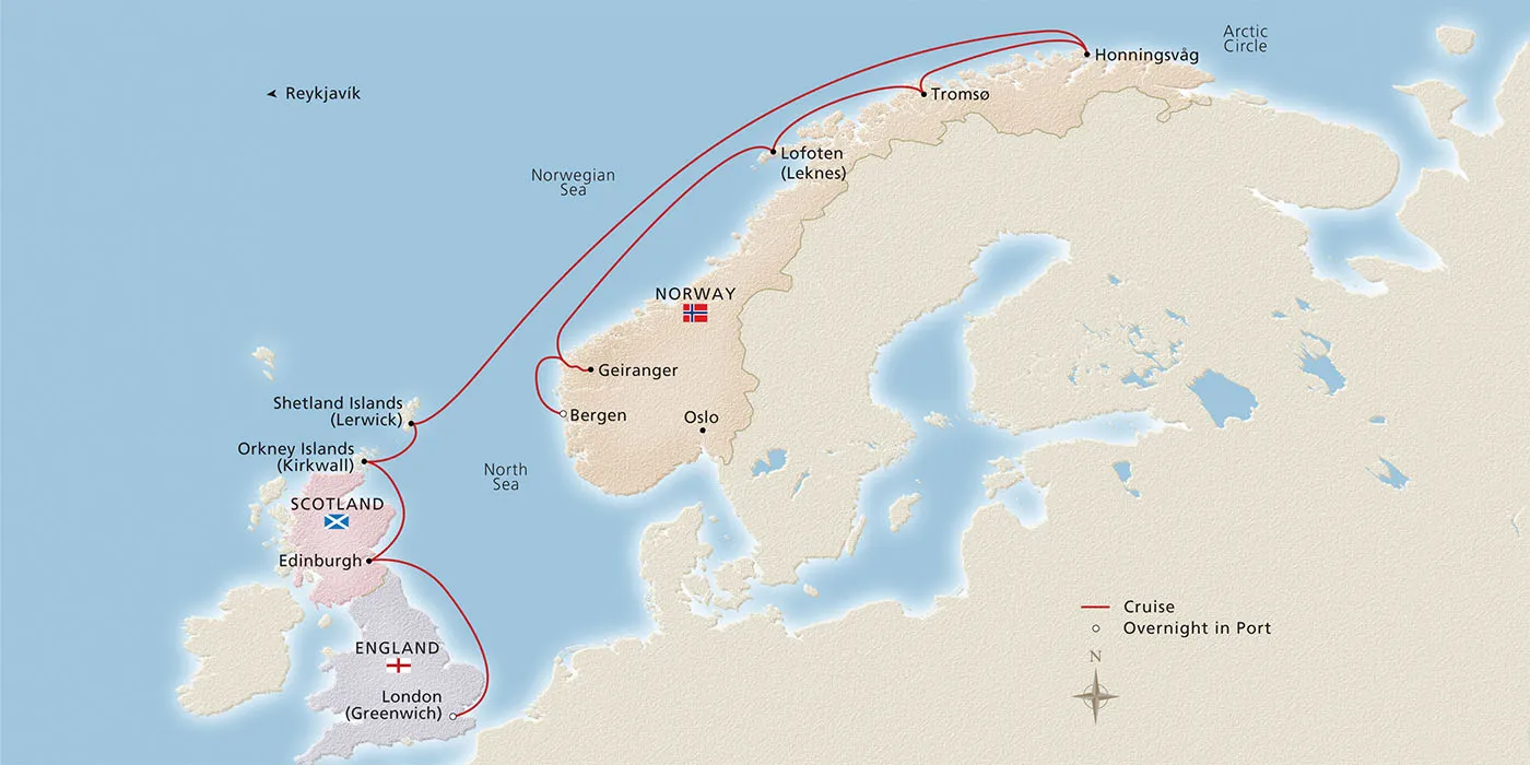 Map of Into the Midnight Sun itinerary