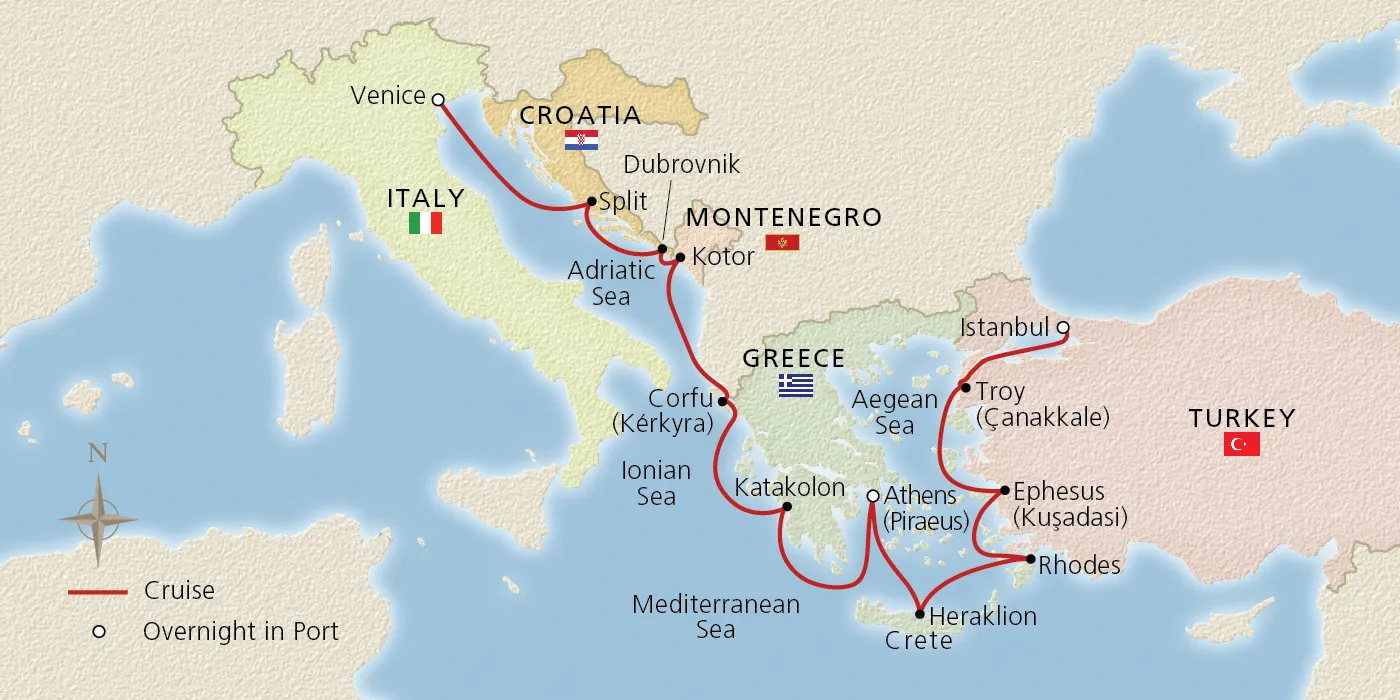 Map of Ancient Adriatic Treasures itinerary