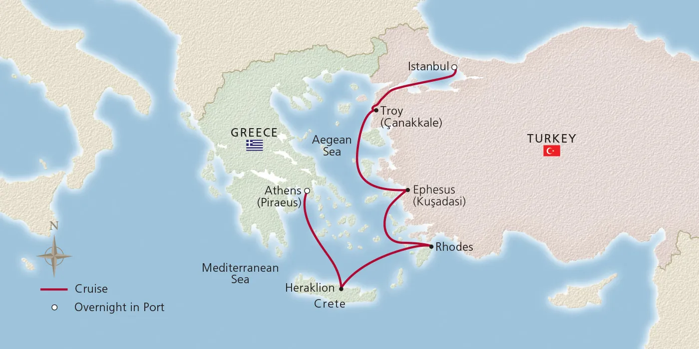 Map of Ancient Mediterranean Treasures itinerary