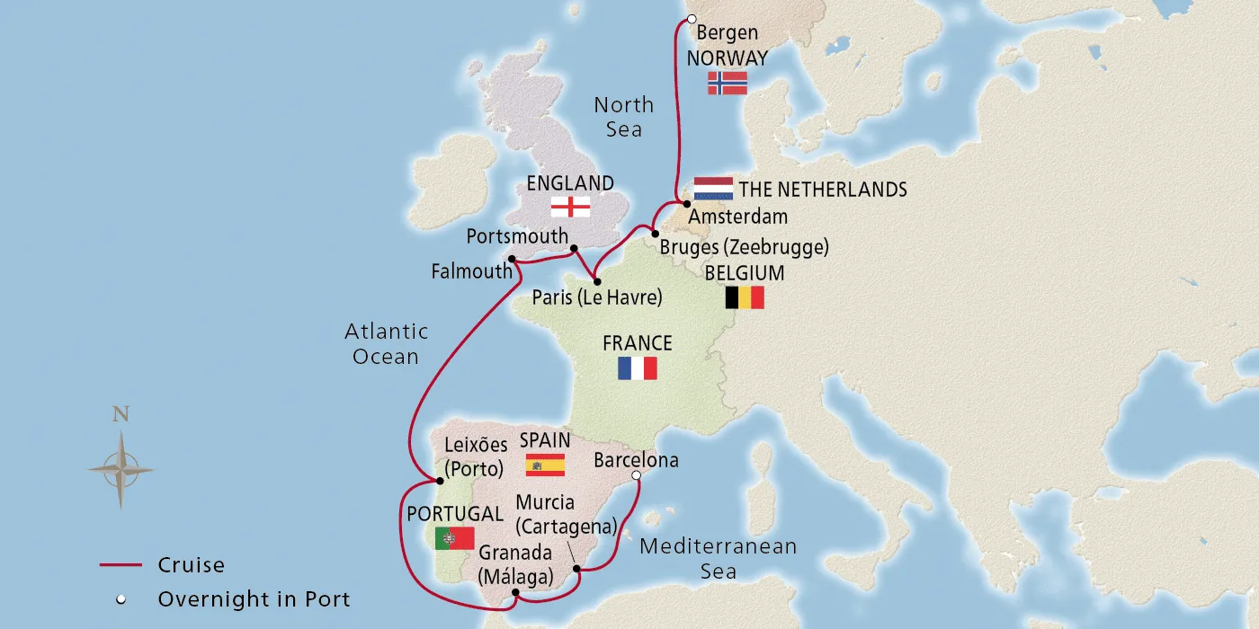 Map of Trade Routes of the Middle Ages itinerary
