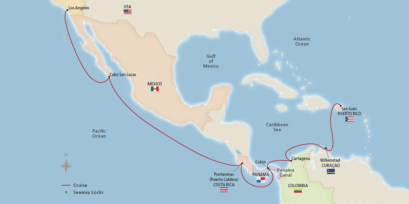 Map of Caribbean & Panama Canal itinerary