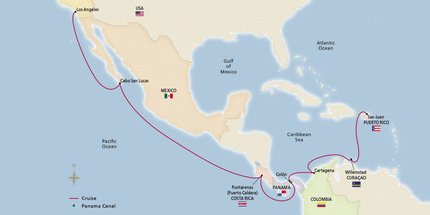Map of Caribbean & Panama Canal itinerary