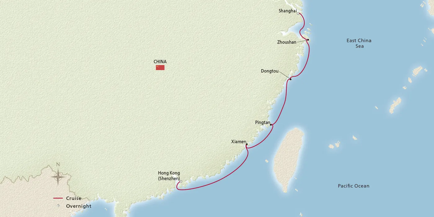 Map of China Discovery itinerary