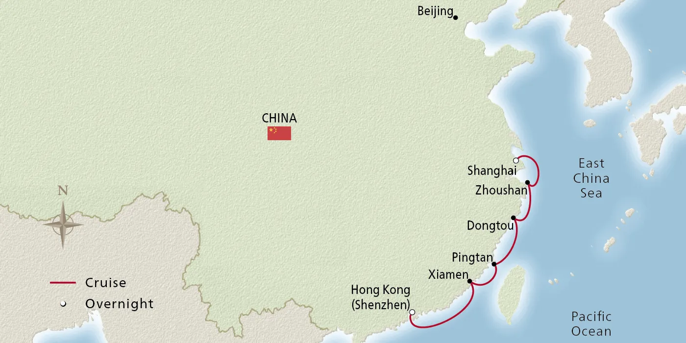 Map of China Discovery itinerary