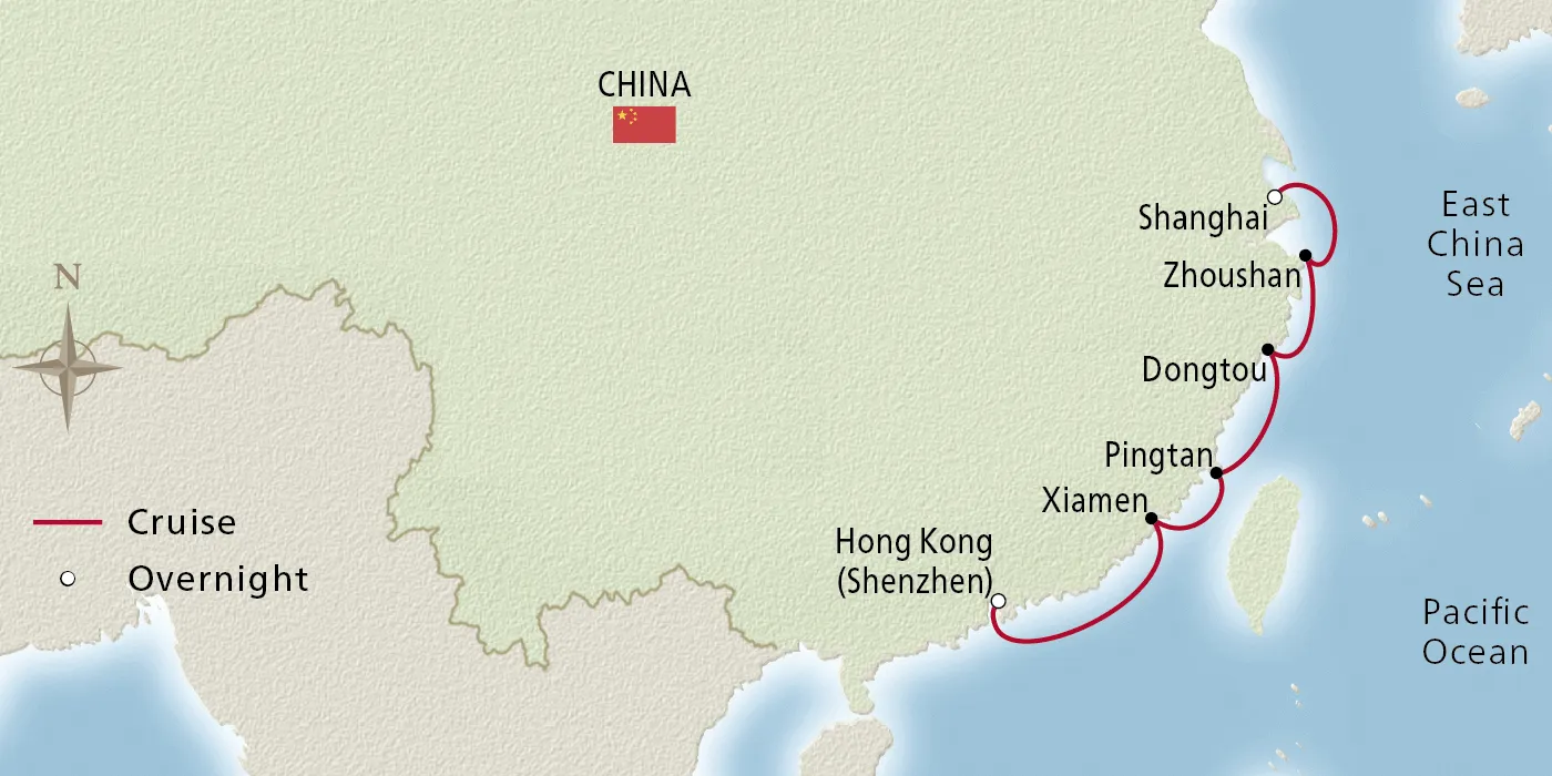 Map of China Discovery itinerary