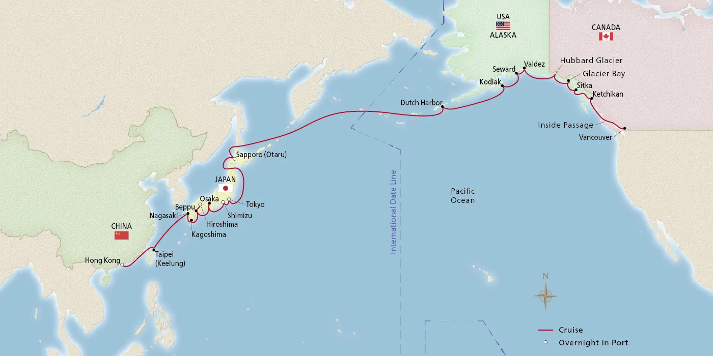Map of Far East & Alaska itinerary