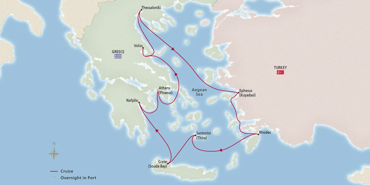 Map of Greek Odyssey itinerary