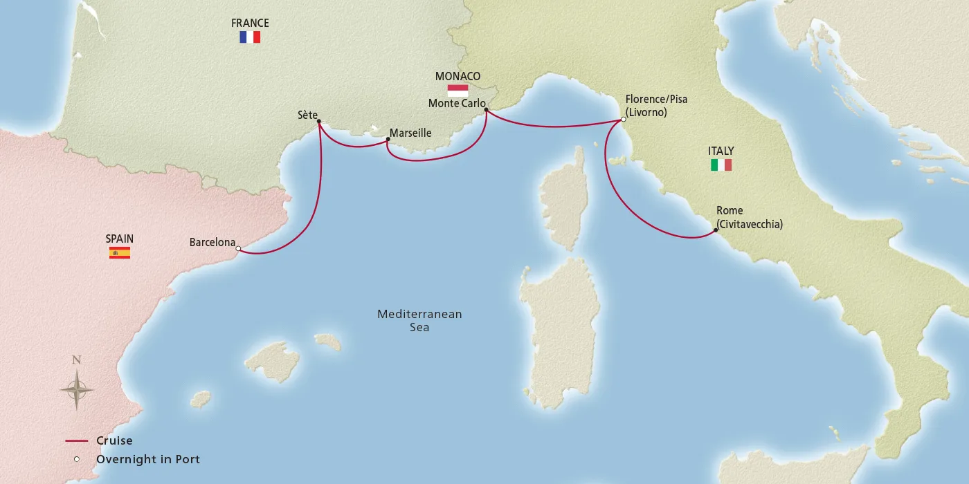 Map of Iconic Western Mediterranean itinerary