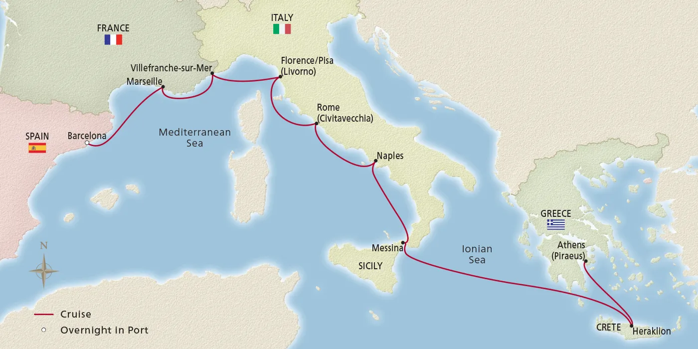 Map of Icons of the Mediterranean itinerary