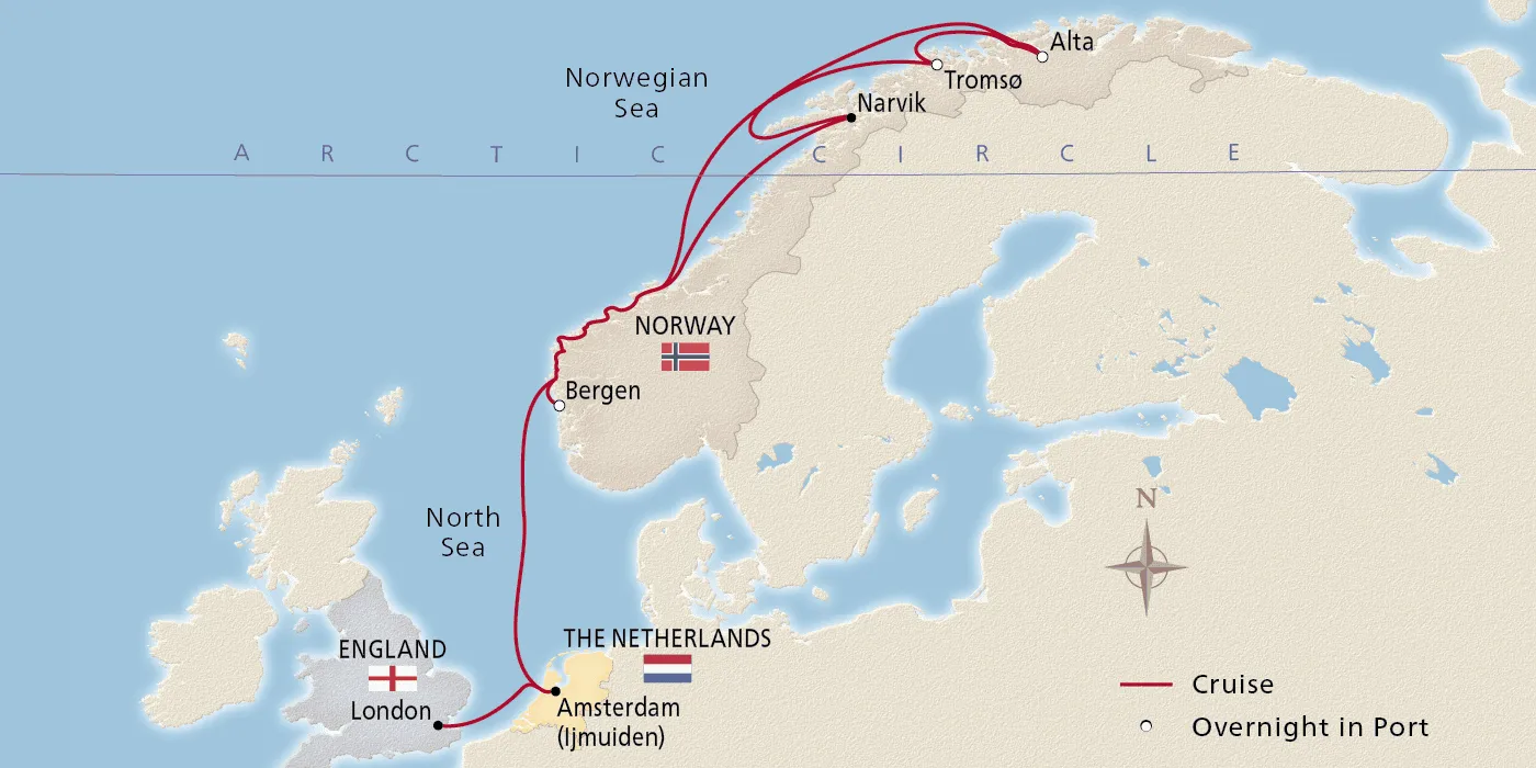 Map of In Search of the Northern Lights itinerary