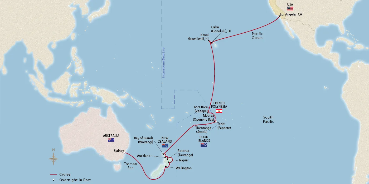 Map of Jewels of the South Pacific itinerary