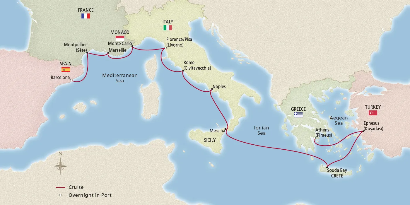 Mediterranean Antiquities 2025 Itinerary Athens (Piraeus) to