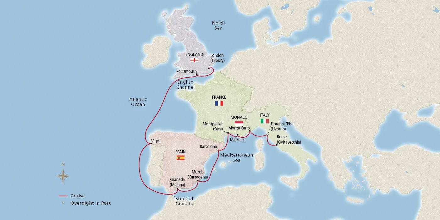 Map of Mediterranean Discoveries itinerary