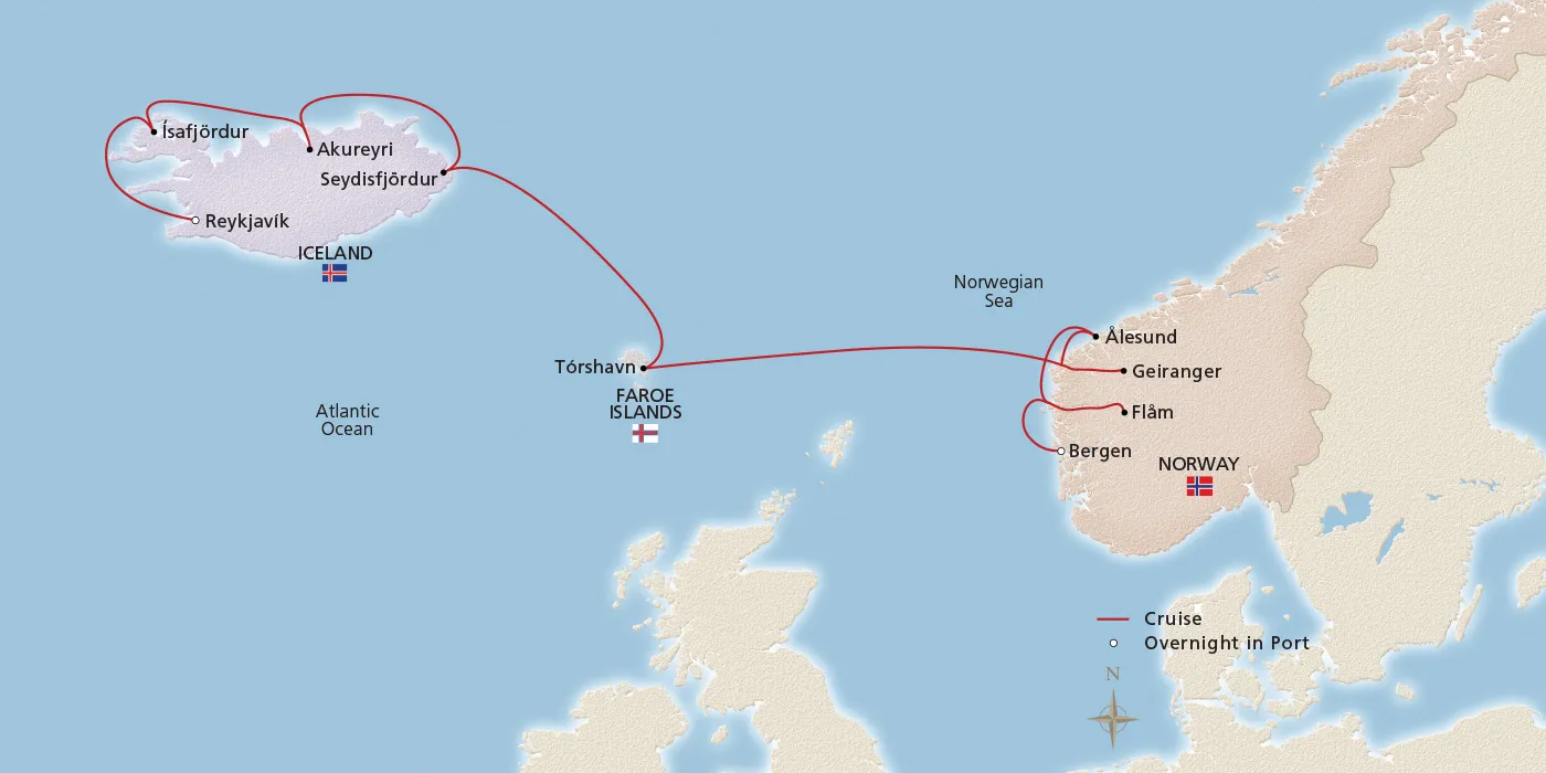 Iceland's Majestic Landscapes - 2025 Itinerary - Bergen to Reykjavík 