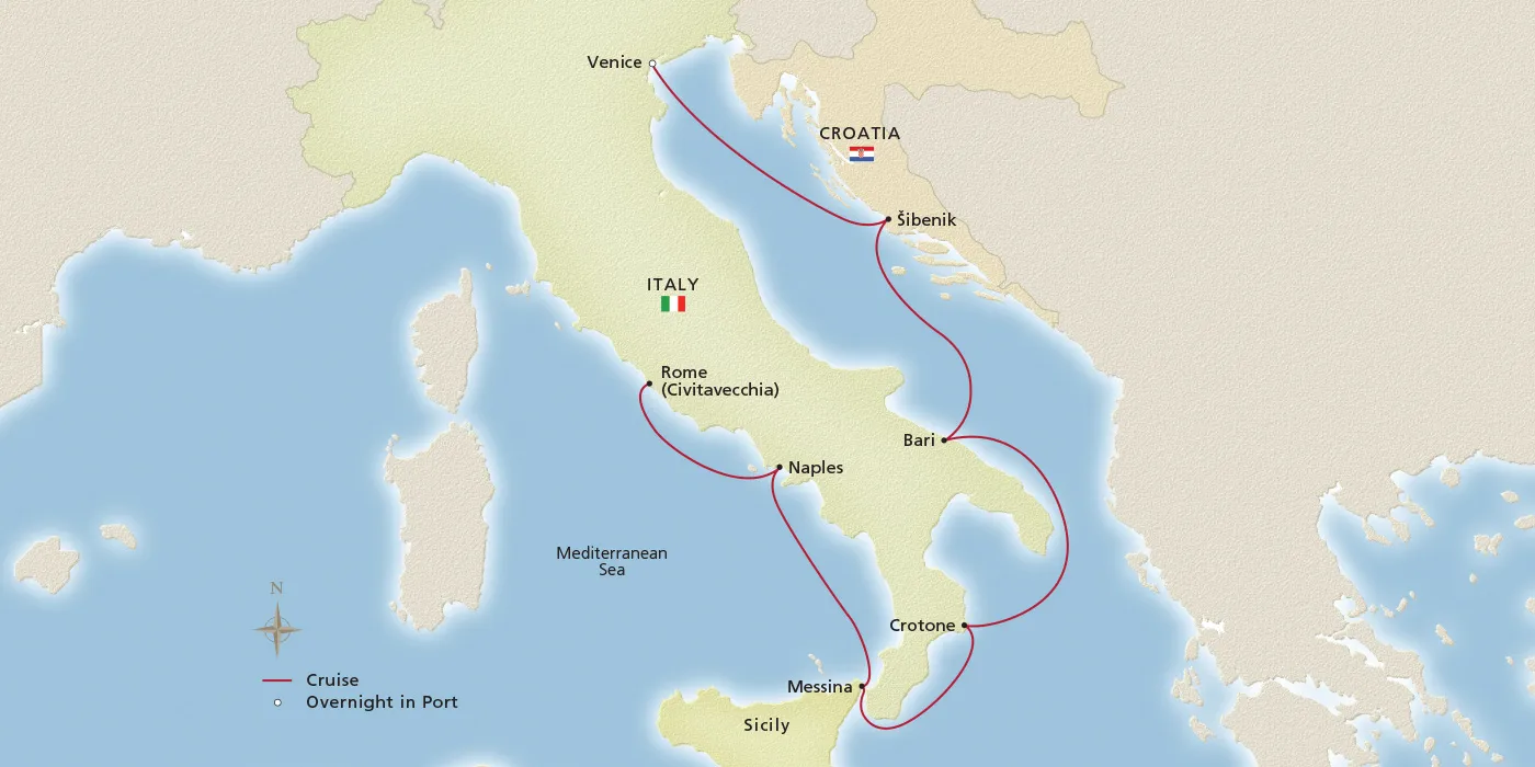 Map of Italian Sojourn itinerary