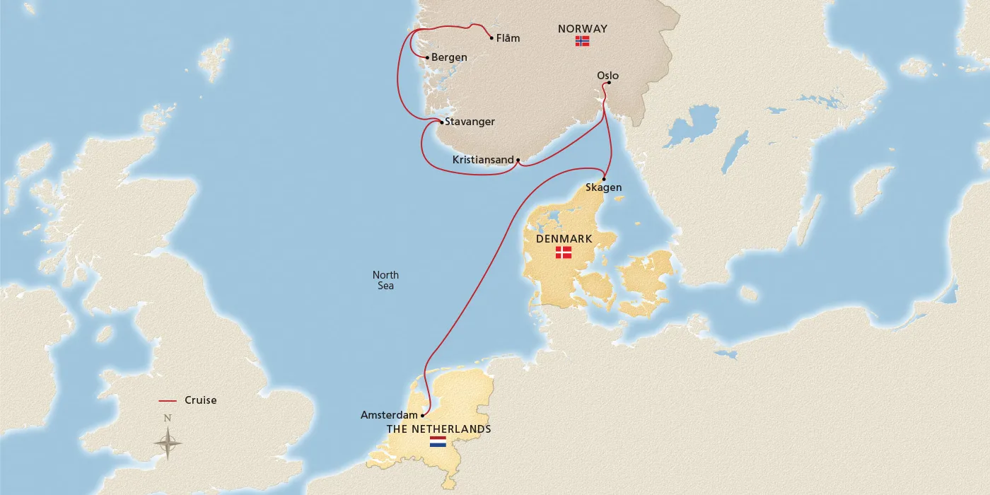 Map of Viking Shores & Fjords itinerary