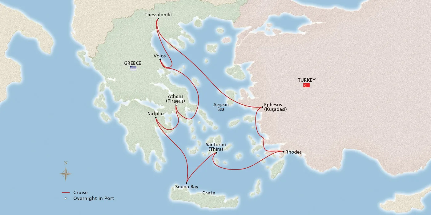 Map of Greek Odyssey itinerary