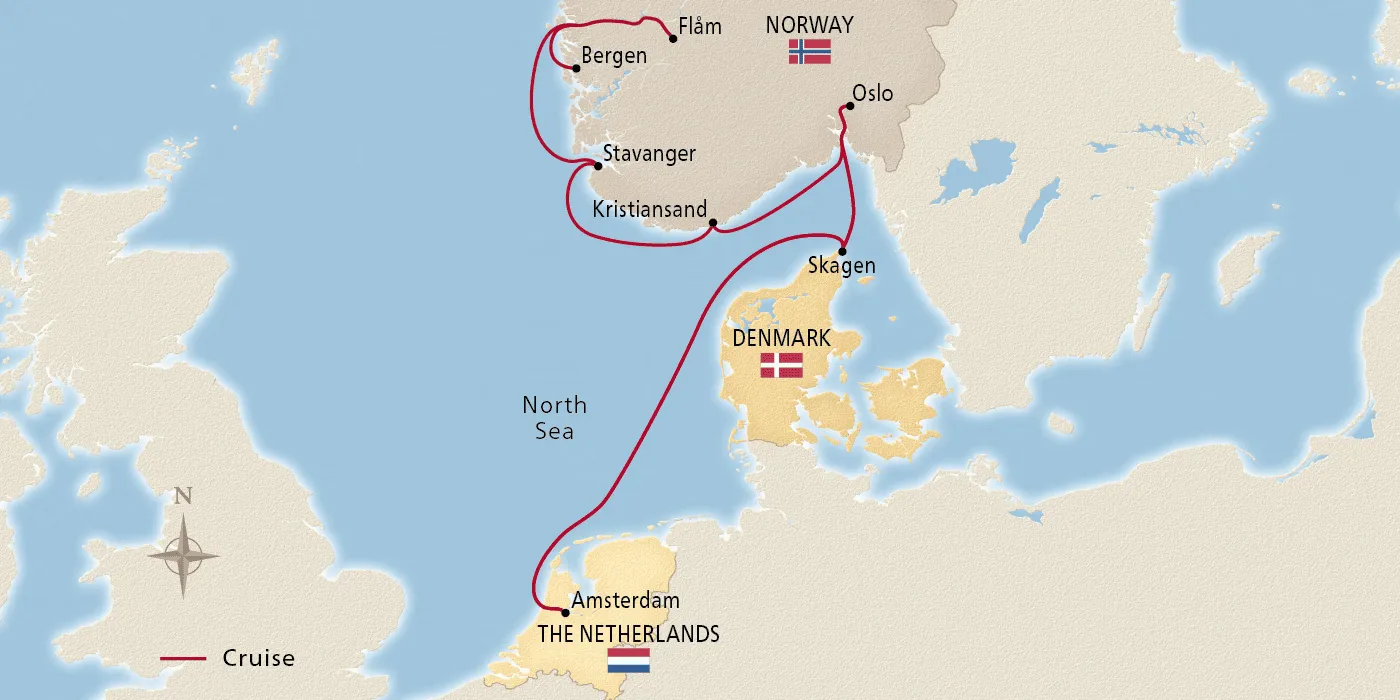 Map of Viking Shores & Fjords itinerary