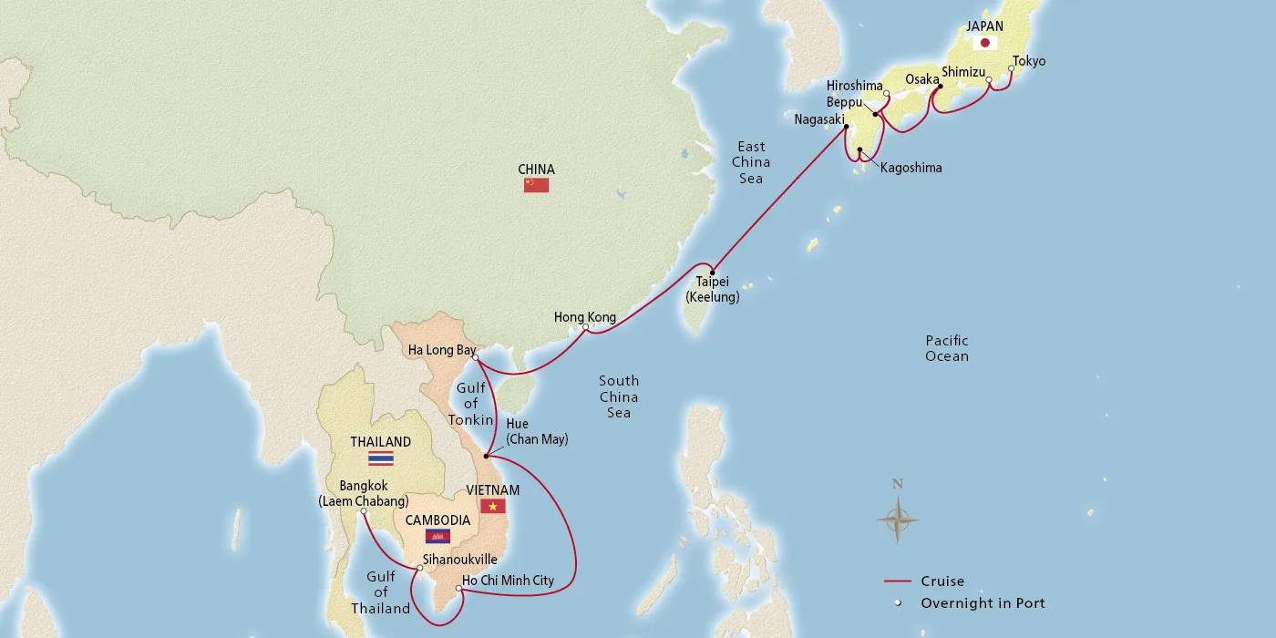 Map of Southeast Asia Horizons itinerary