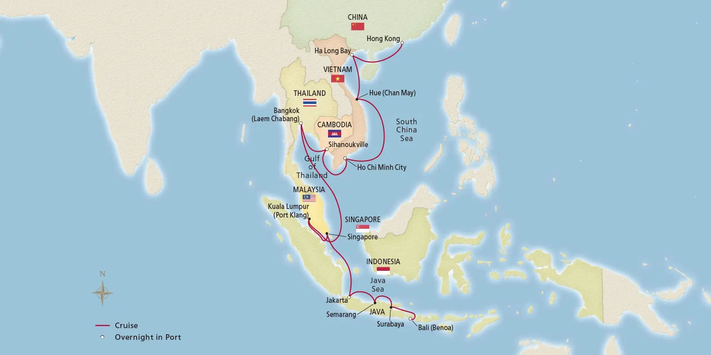 Map of Southeast Asia itinerary