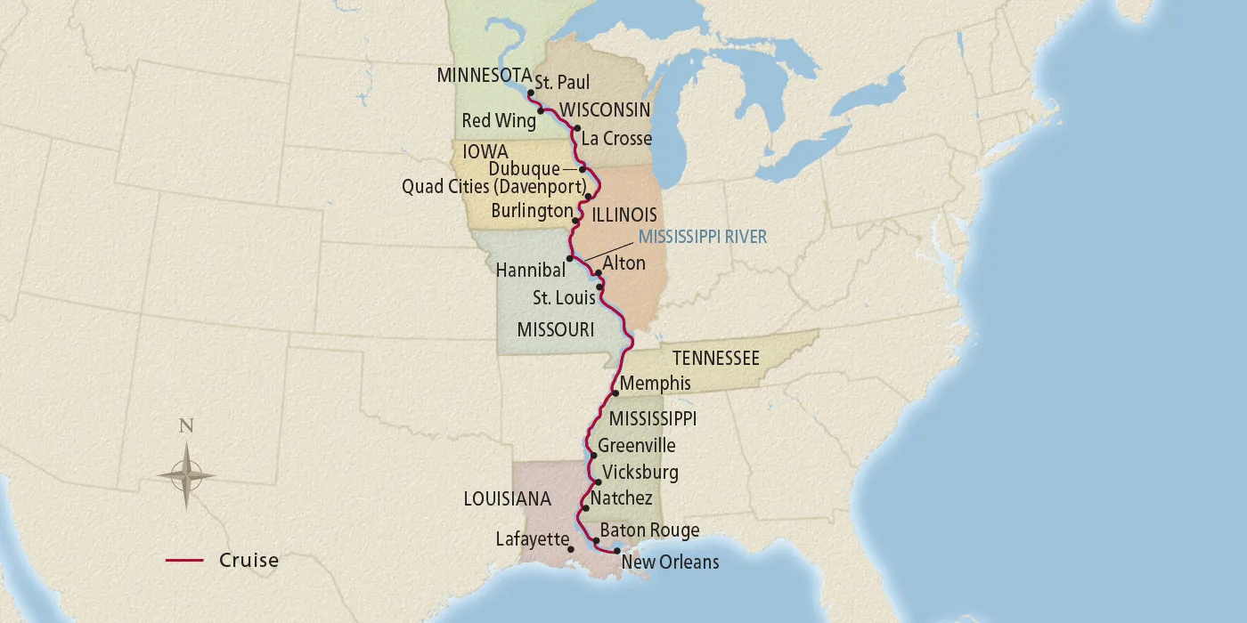 America's Great River - 2025 Itinerary - St. Paul, Minnesota to New ...