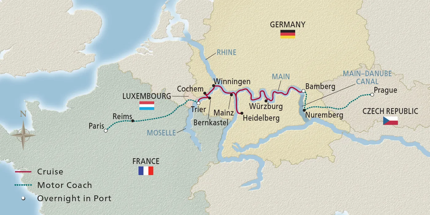 Map of Christmas on the Main & Moselle itinerary
