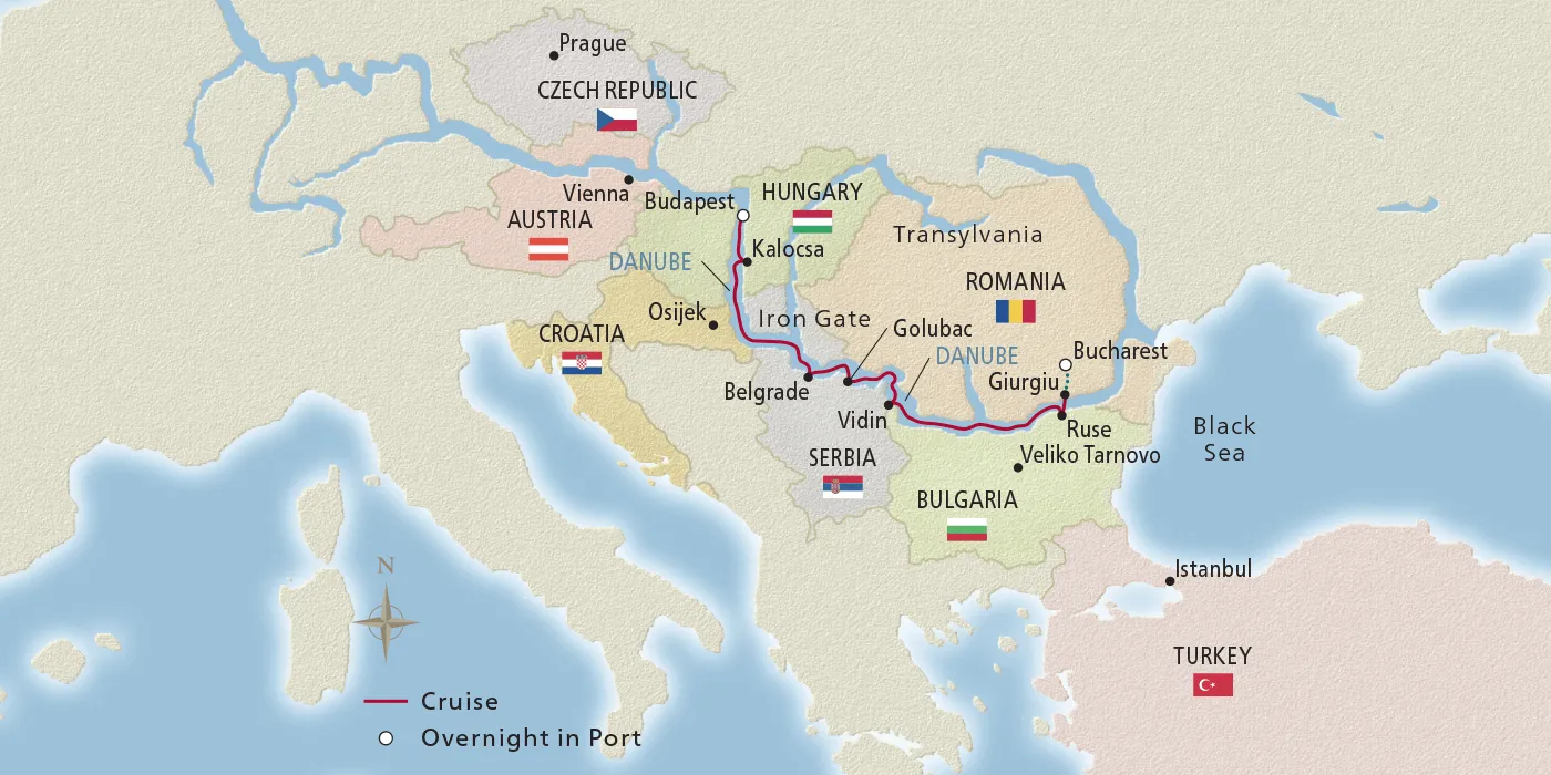 Map of Passage to Eastern Europe itinerary