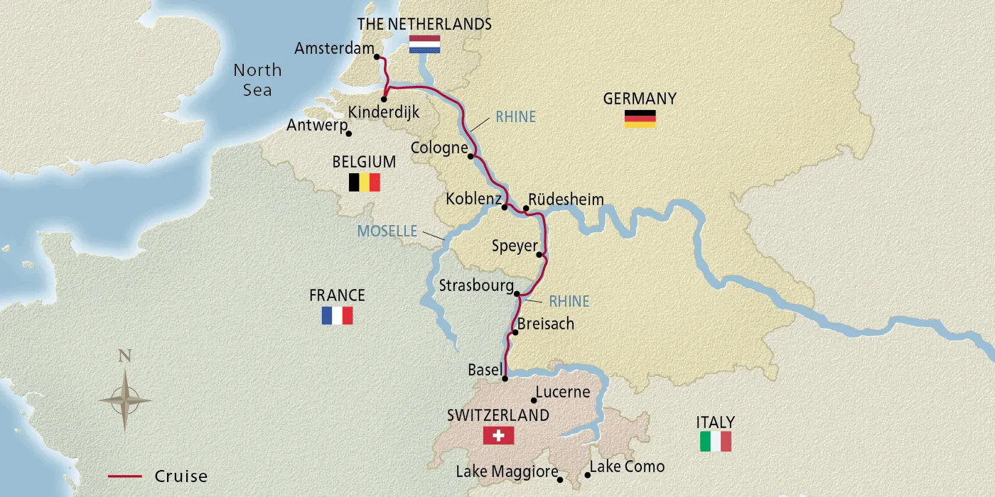 Map of Rhine Getaway itinerary