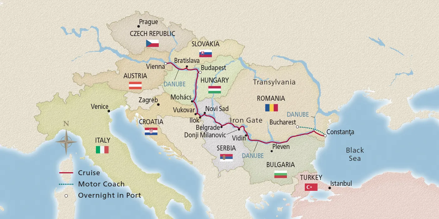Map of Capitals of Eastern Europe itinerary