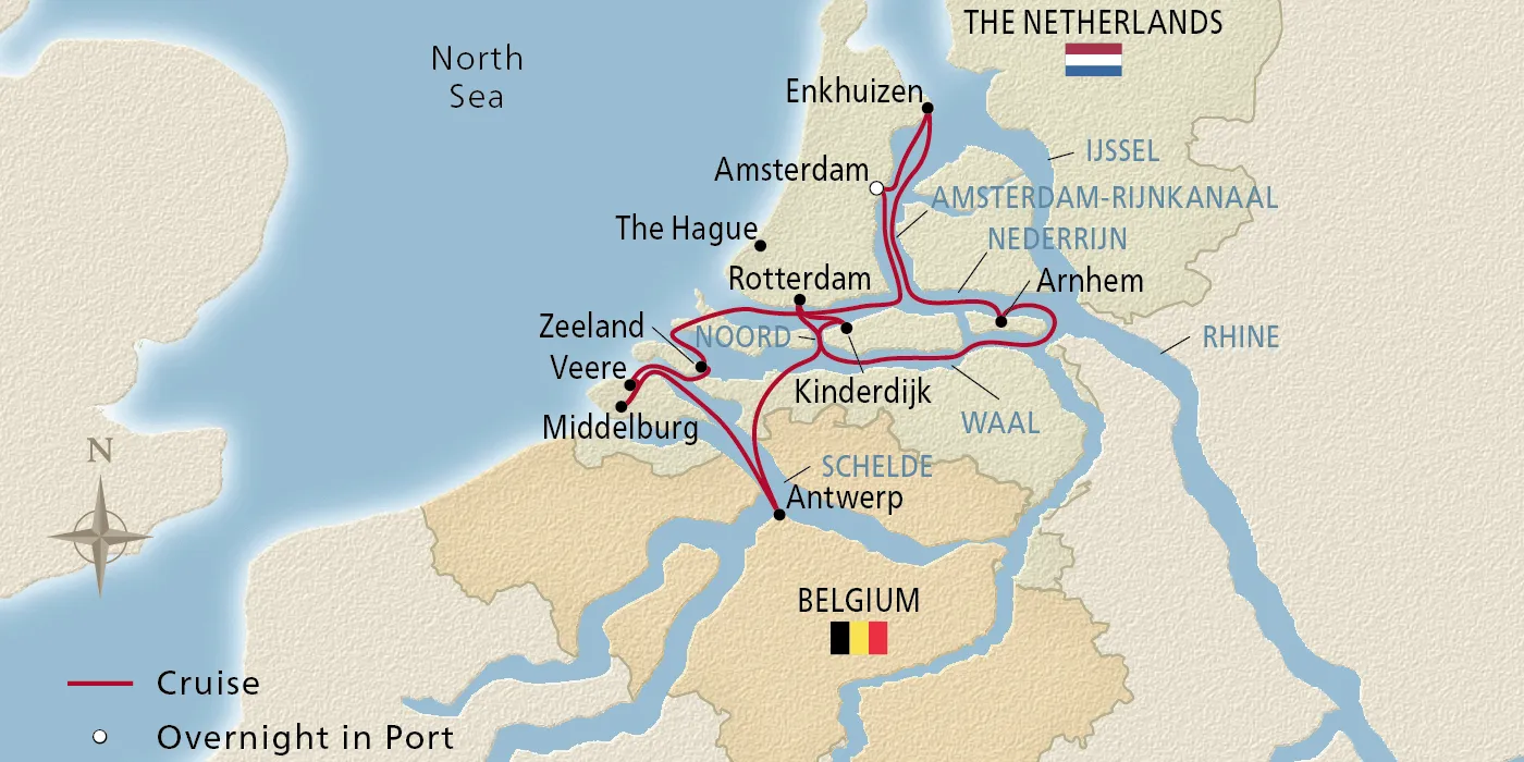 Map of Tulips & Windmills itinerary