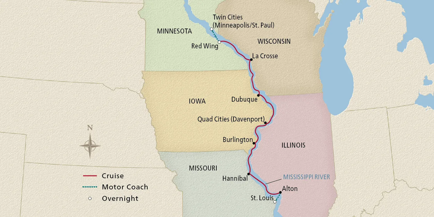 Map of America's Heartland itinerary