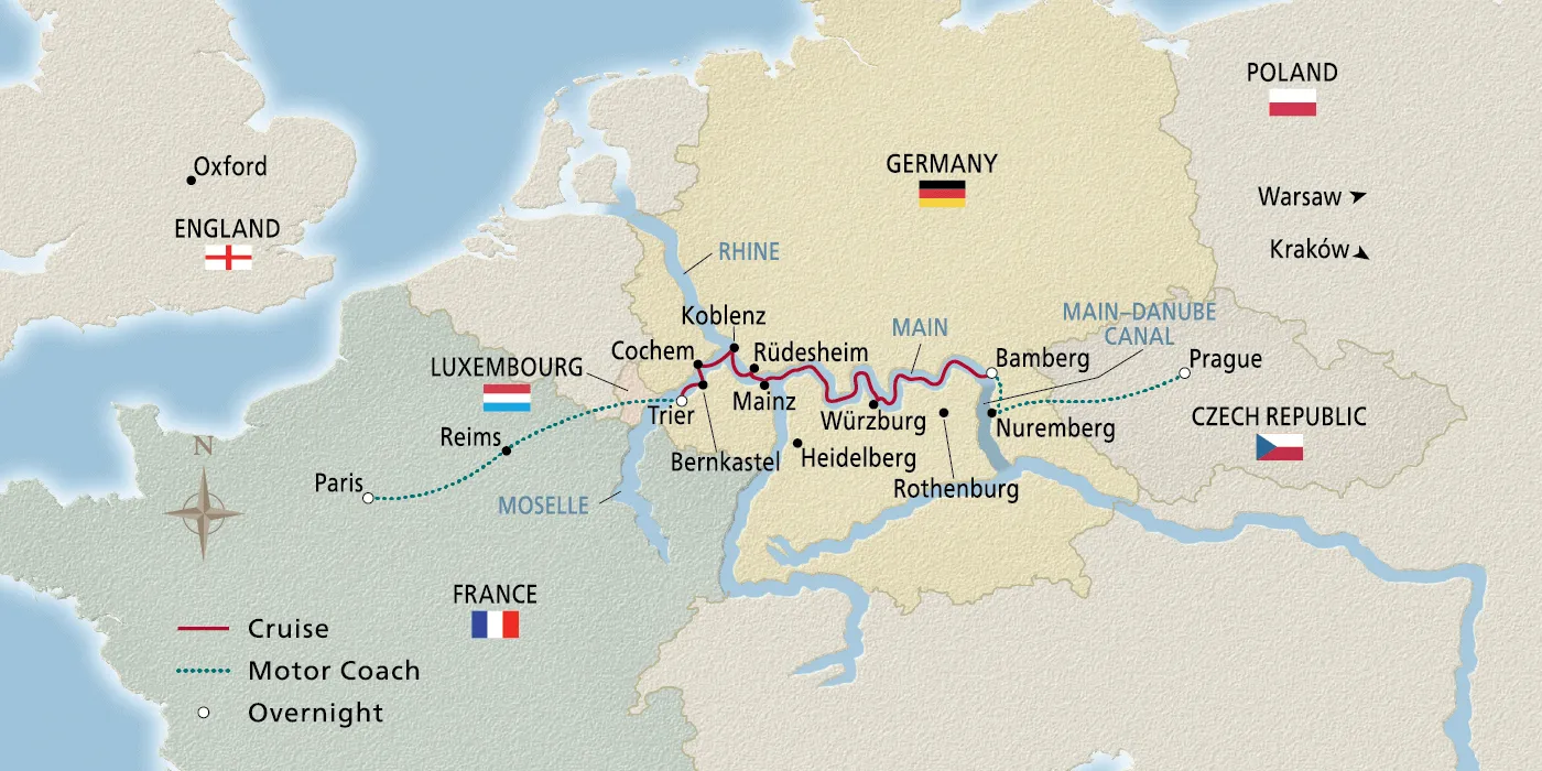 Map of Cities of Light itinerary