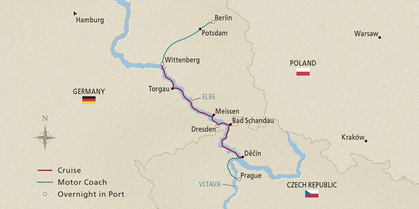 Map of Elegant Elbe itinerary