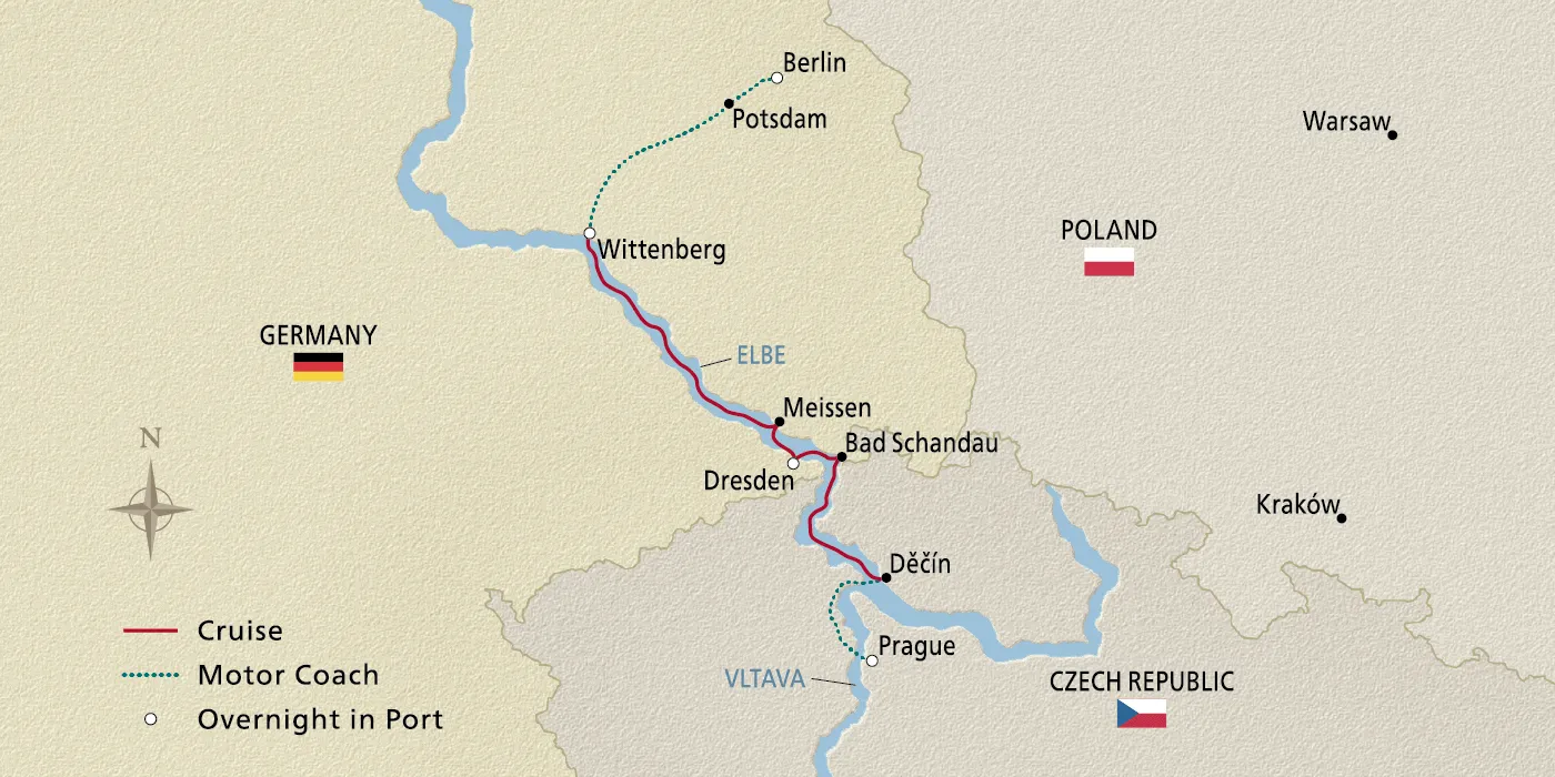 Map of Elegant Elbe itinerary
