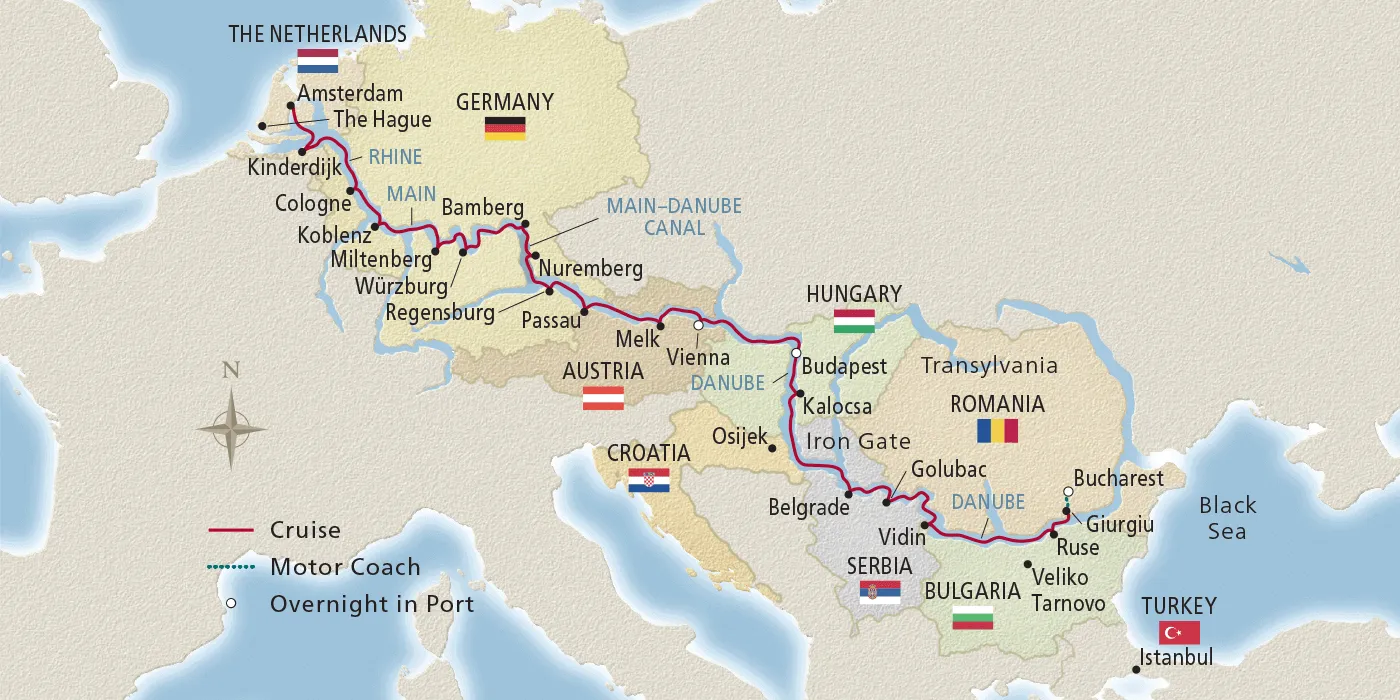 Map of European Sojourn itinerary