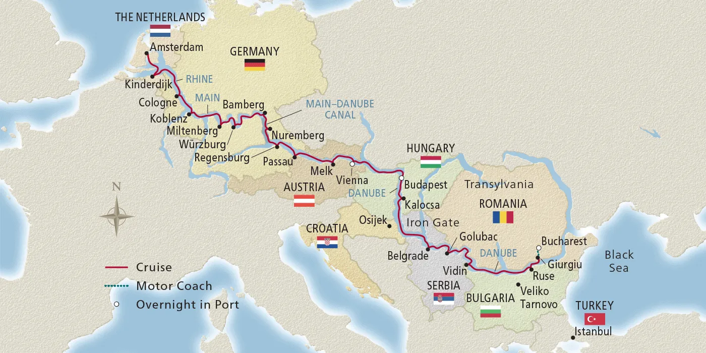 Map of European Sojourn itinerary