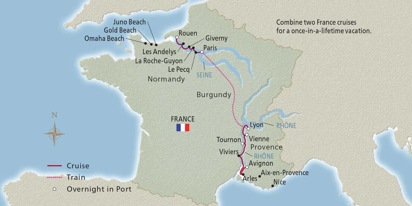 Map of France's Finest itinerary